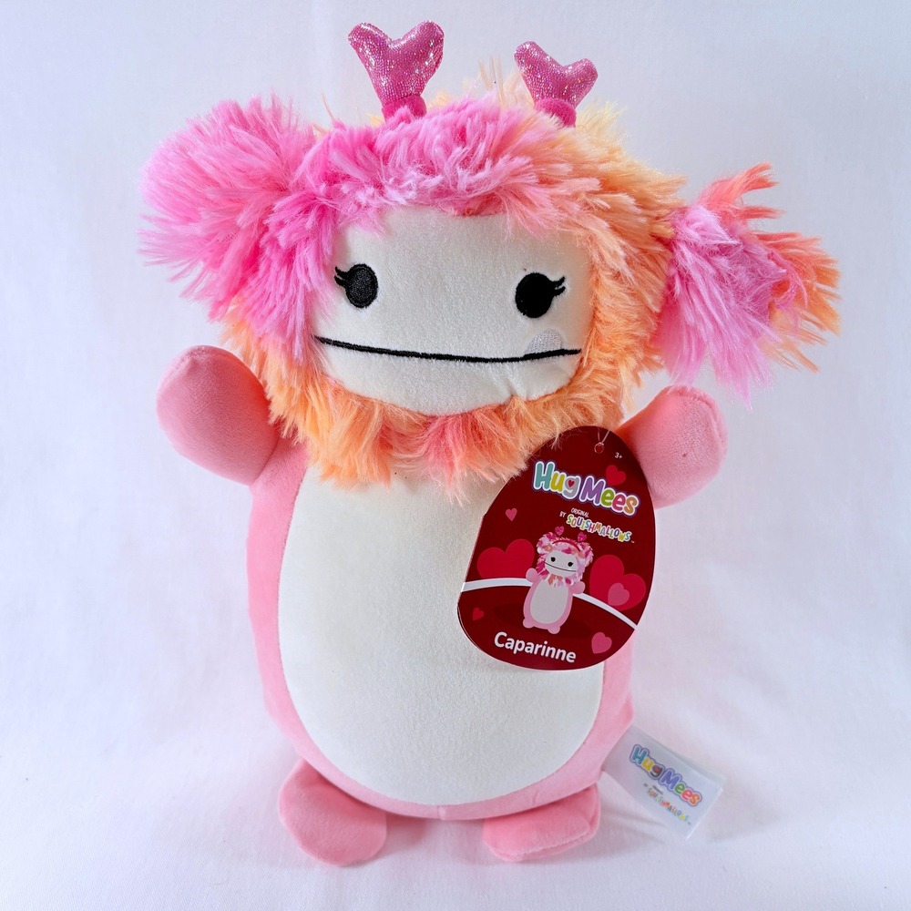 Squishmallows Hug Mees Caparinne Bigfoot 10" Pink Valentine Heart Plush Toy